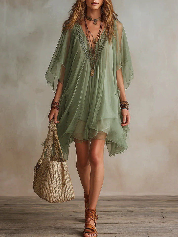 Junia | Flowing Layered V-Neck Dress