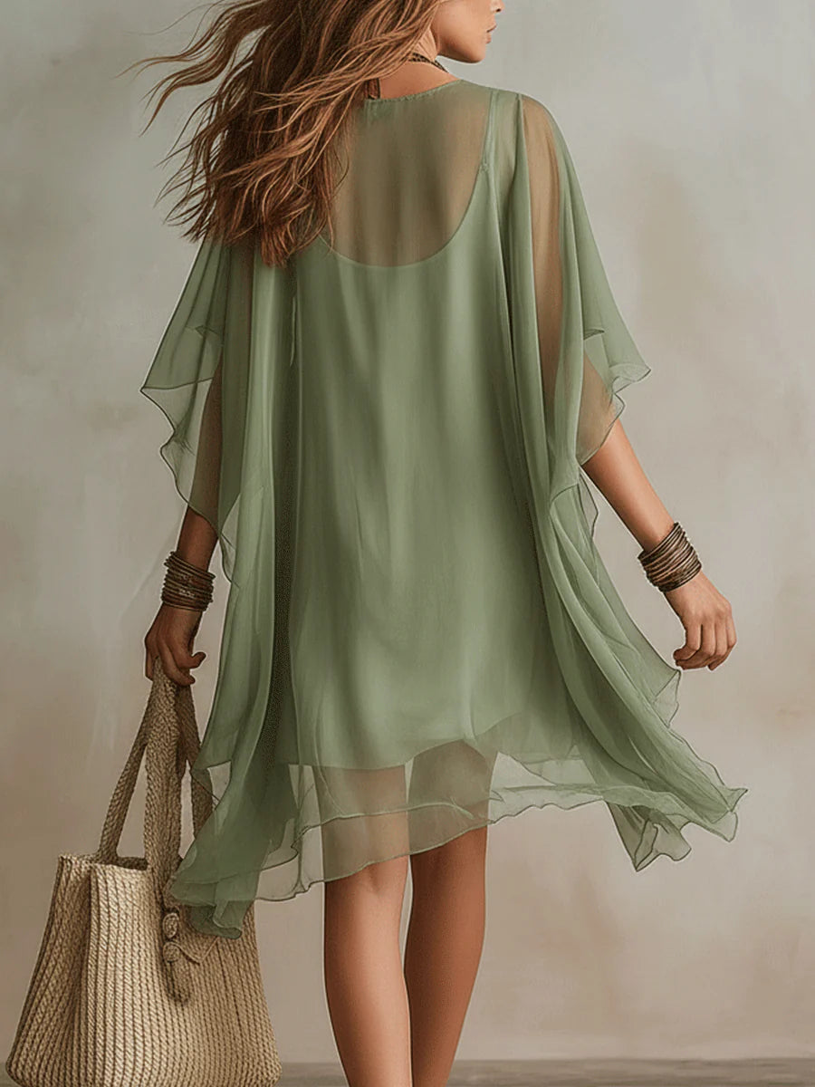 Junia | Flowing Layered V-Neck Dress
