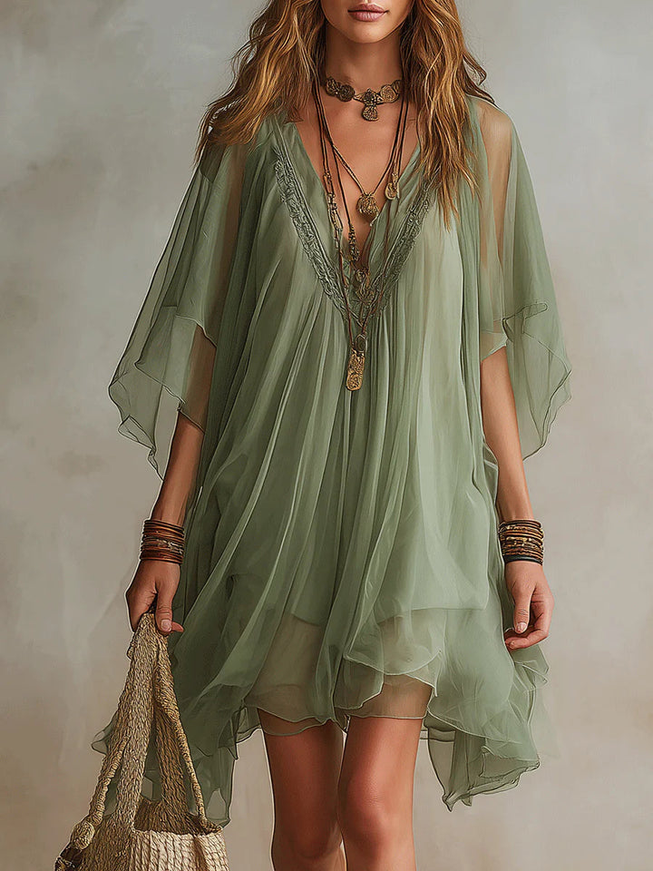 Junia | Flowing Layered V-Neck Dress
