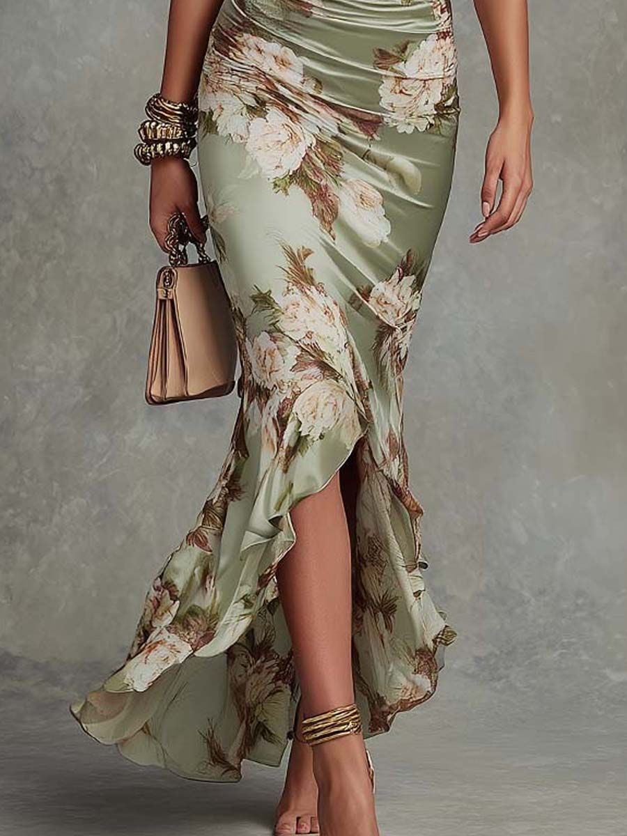 Delia | Floral Ruffle-Sleeve Maxi Dress