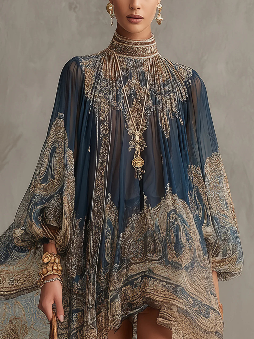 Sidonie | Flowing Baroque-Print Mini Dress