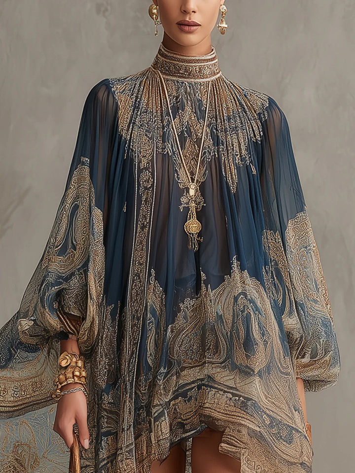 Sidonie | Flowing Baroque-Print Mini Dress