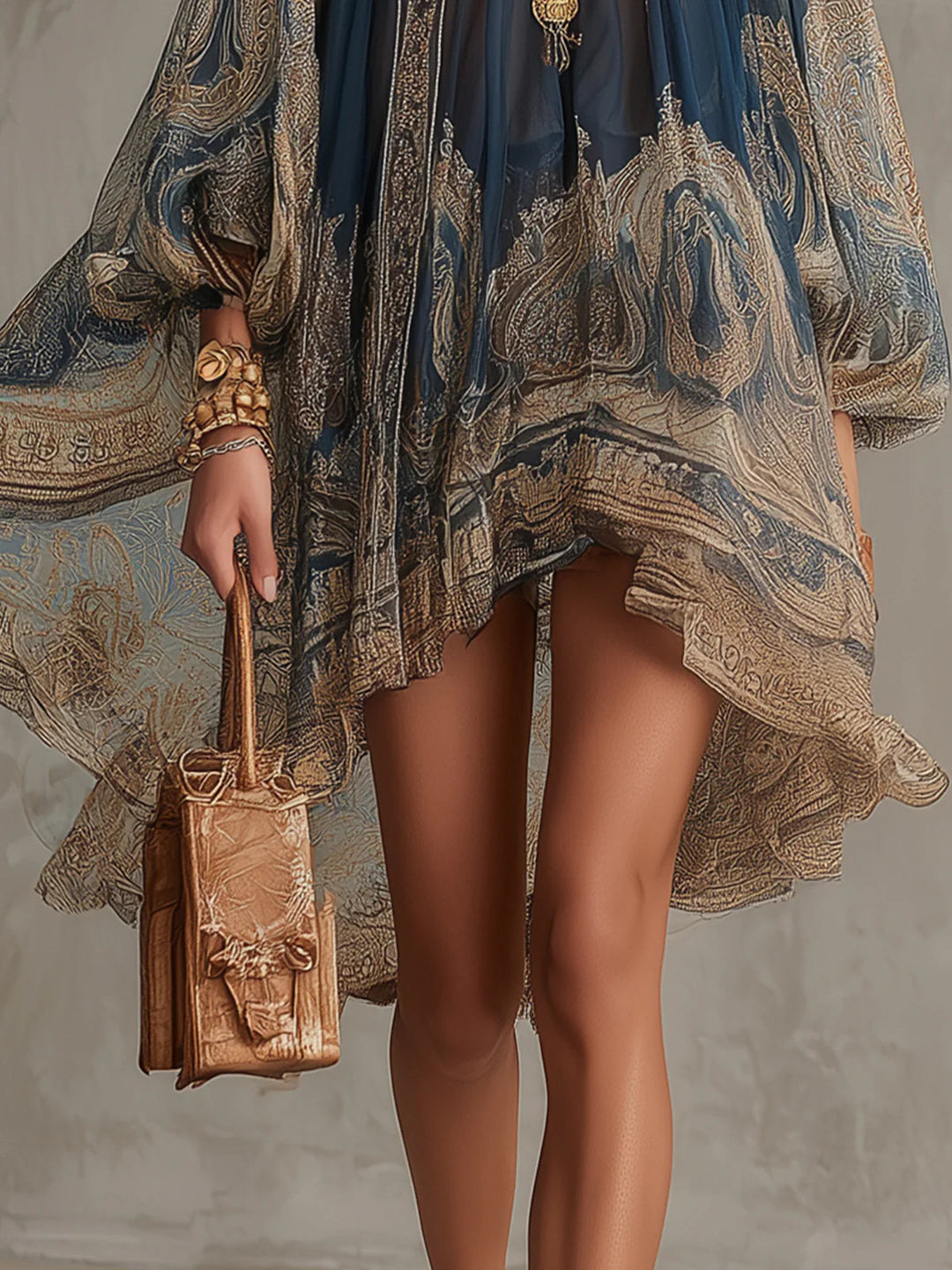 Sidonie | Flowing Baroque-Print Mini Dress