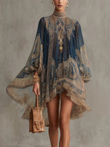 Liliana | Flowing Baroque-Print Mini Dress