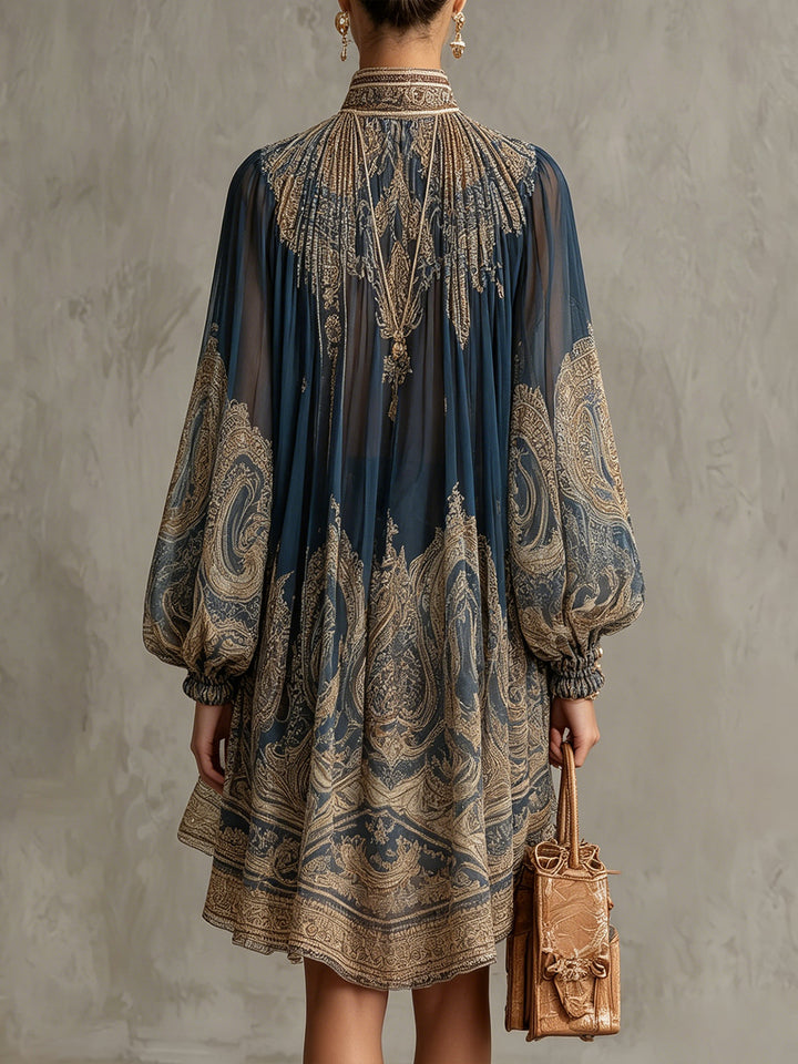 Liliana | Flowing Baroque-Print Mini Dress