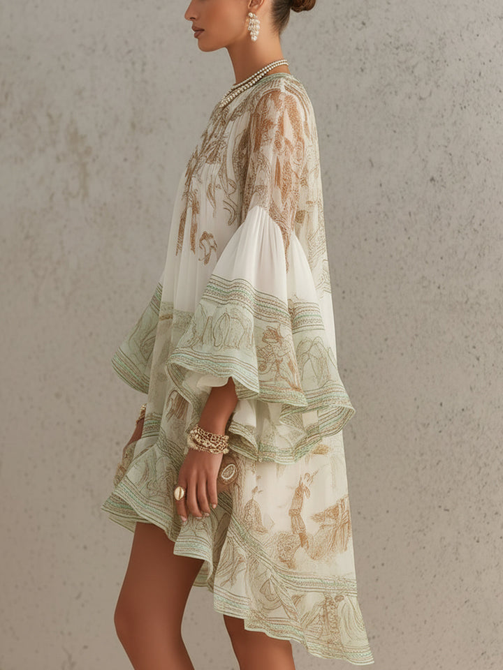 Wilhelmina | Flowing Ruffle-Hem Mini Dress
