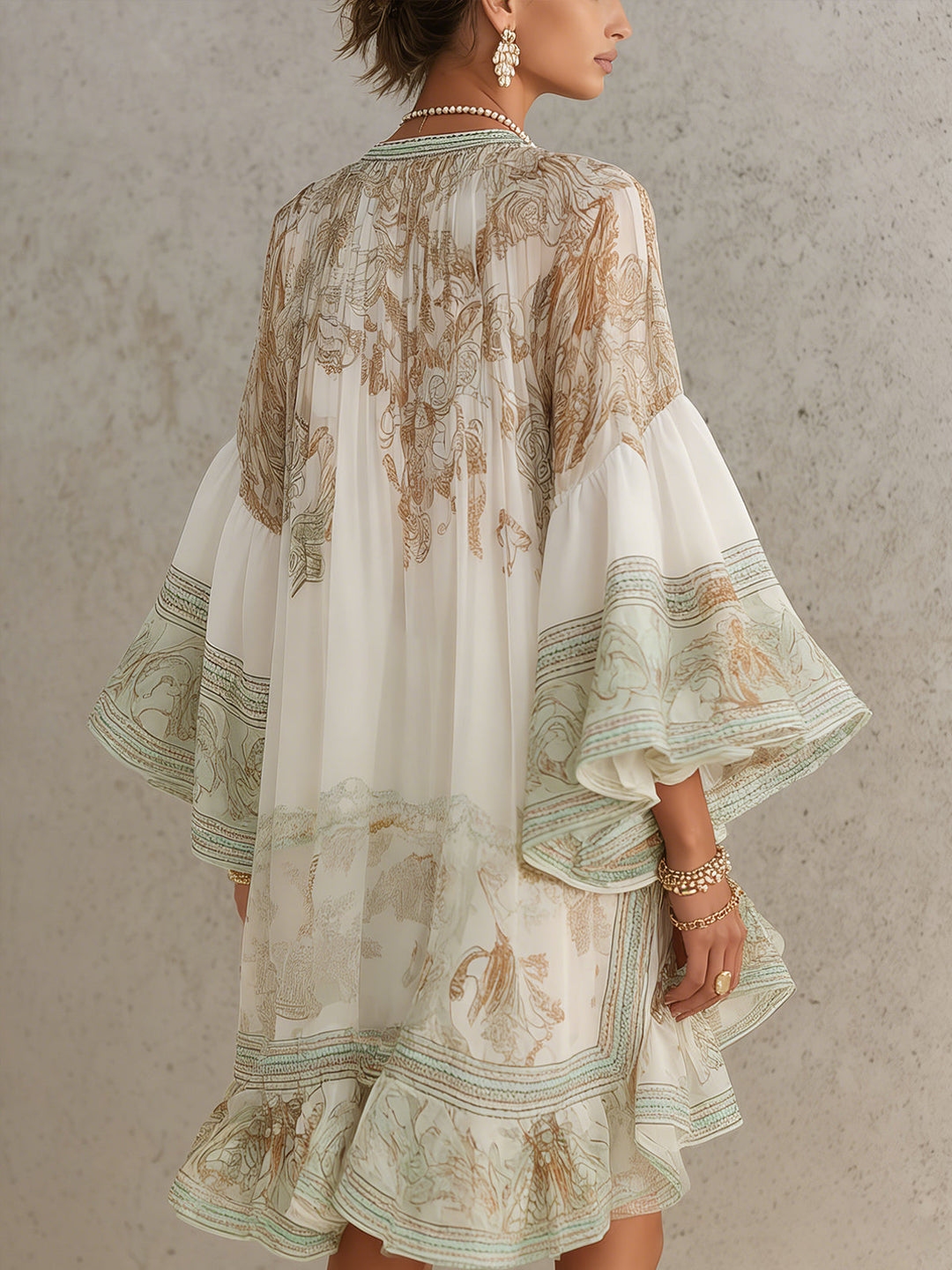 Wilhelmina | Flowing Ruffle-Hem Mini Dress
