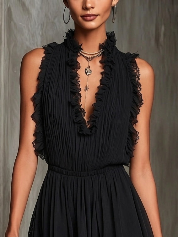 Charlene | Ruffled Lace-Trim Playsuit