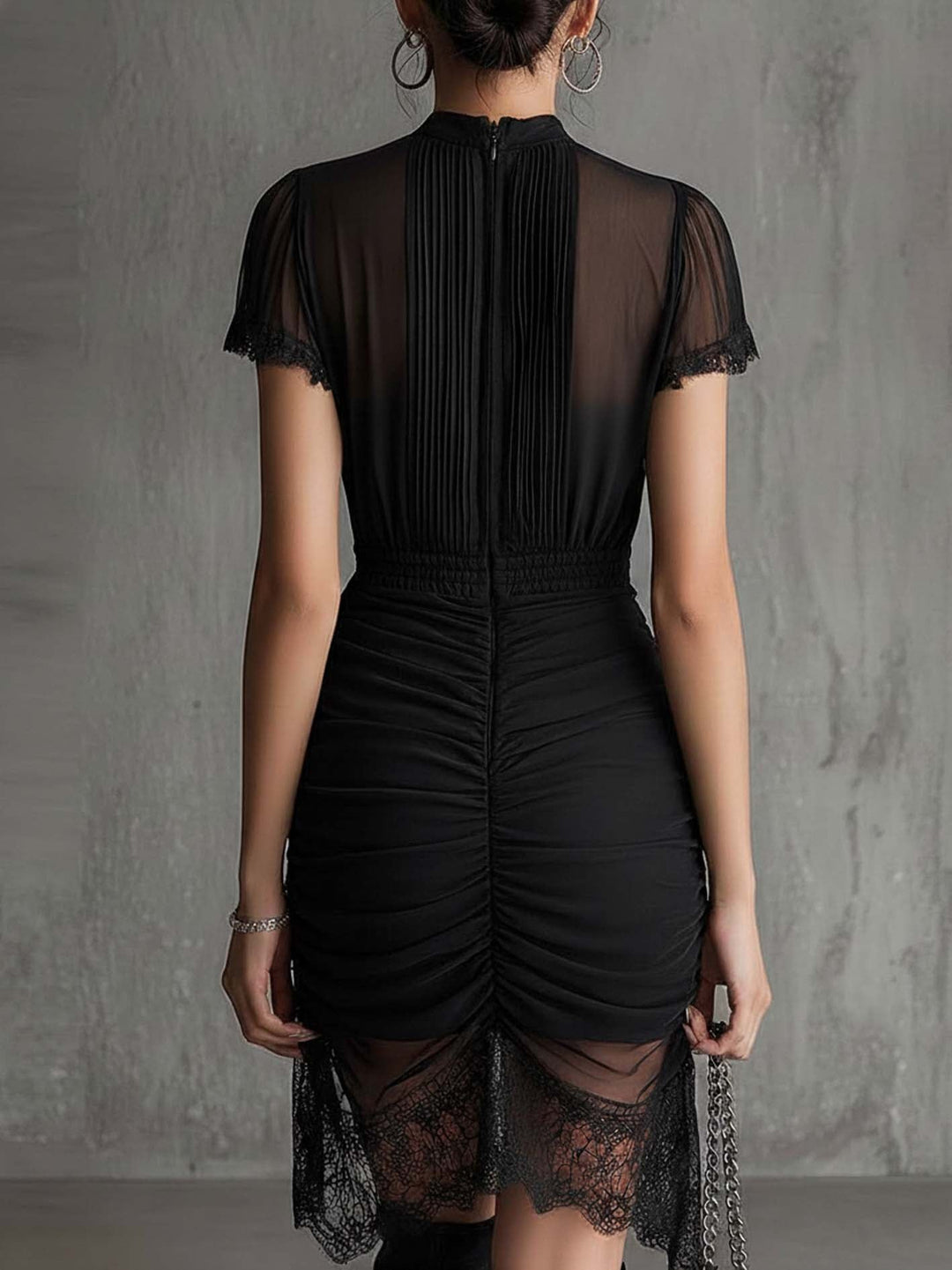 Elaine | Pleated Scalloped-Trim Mini Dress