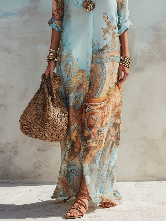 Isabeau | Artful Print Shirt Dress