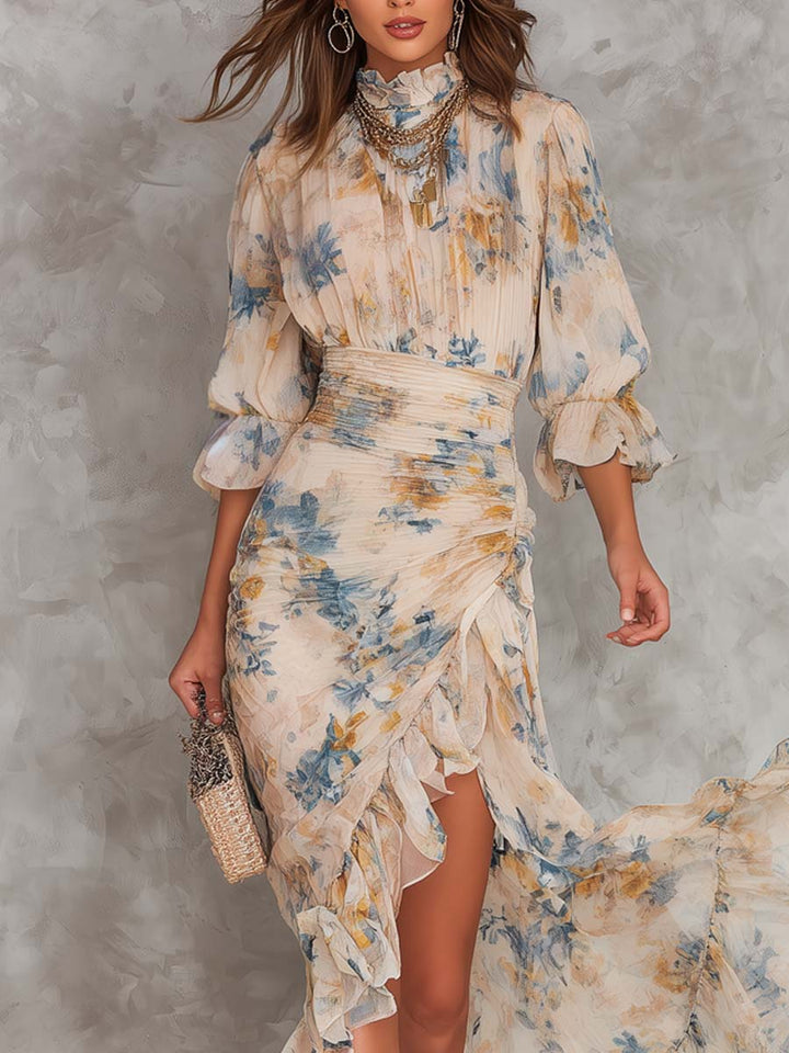 Elise | Ruffled Floral Maxi Dress