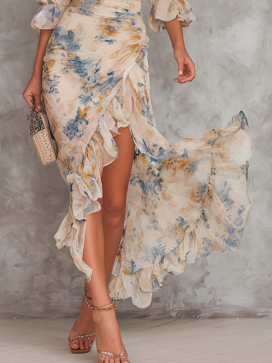 Valentina | Ruffled Floral Maxi Dress