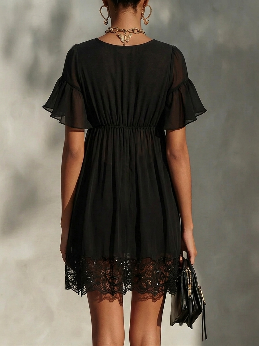 Farrah | Zip-Front Flutter-Sleeve Mini Dress