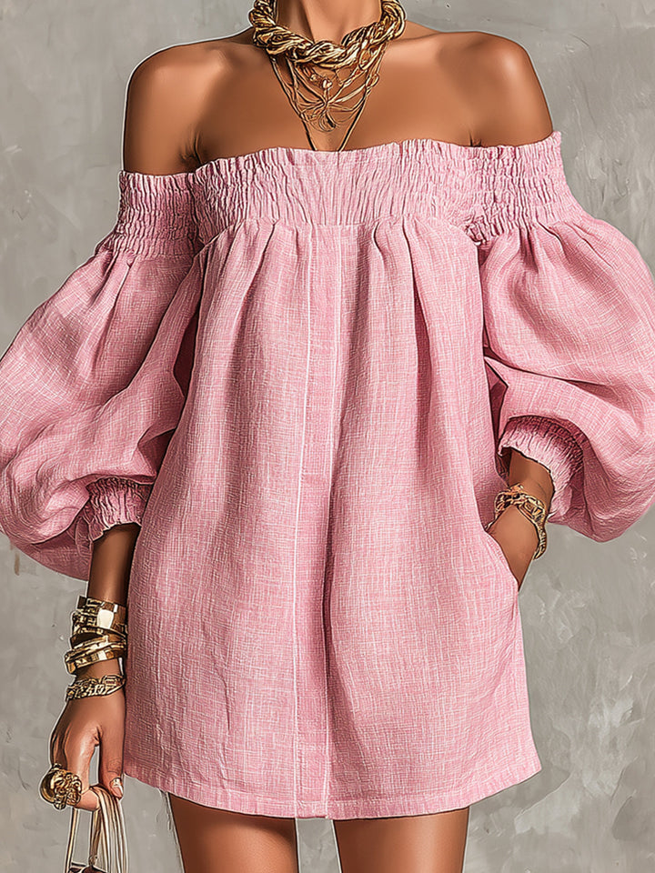 Danica | Off-Shoulder Lantern-Sleeve Mini Dress
