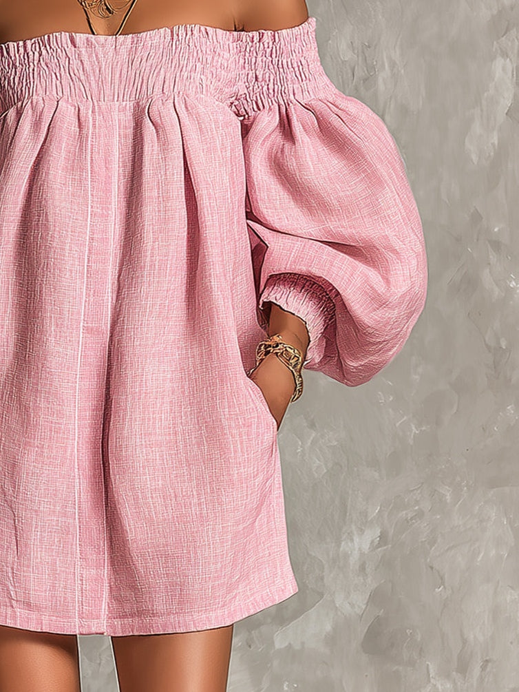 Danica | Off-Shoulder Lantern-Sleeve Mini Dress