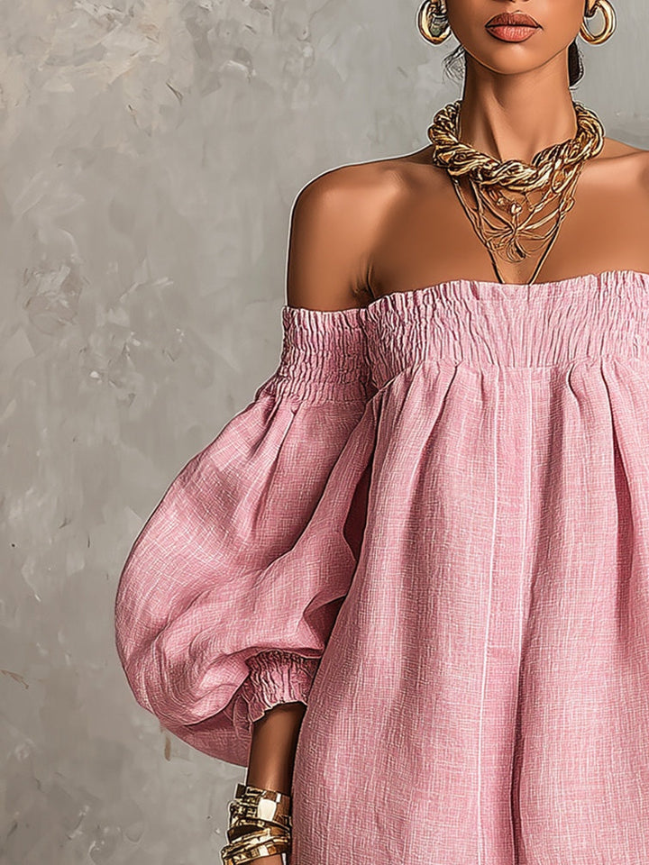 Danica | Off-Shoulder Lantern-Sleeve Mini Dress