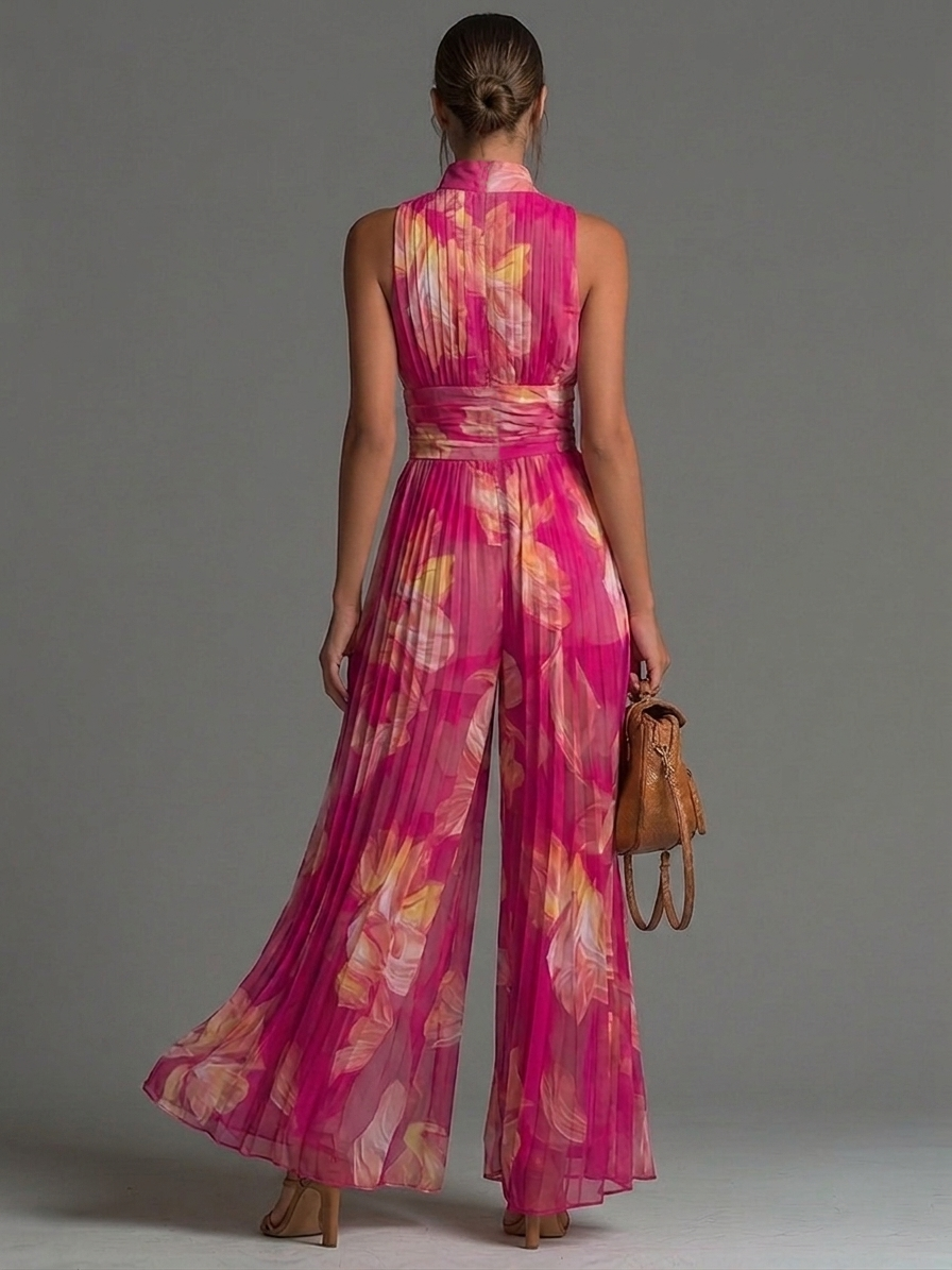 Anthea | Pleated Floral Wide-Leg Jumpsuit