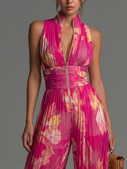 Anthea | Pleated Floral Wide-Leg Jumpsuit