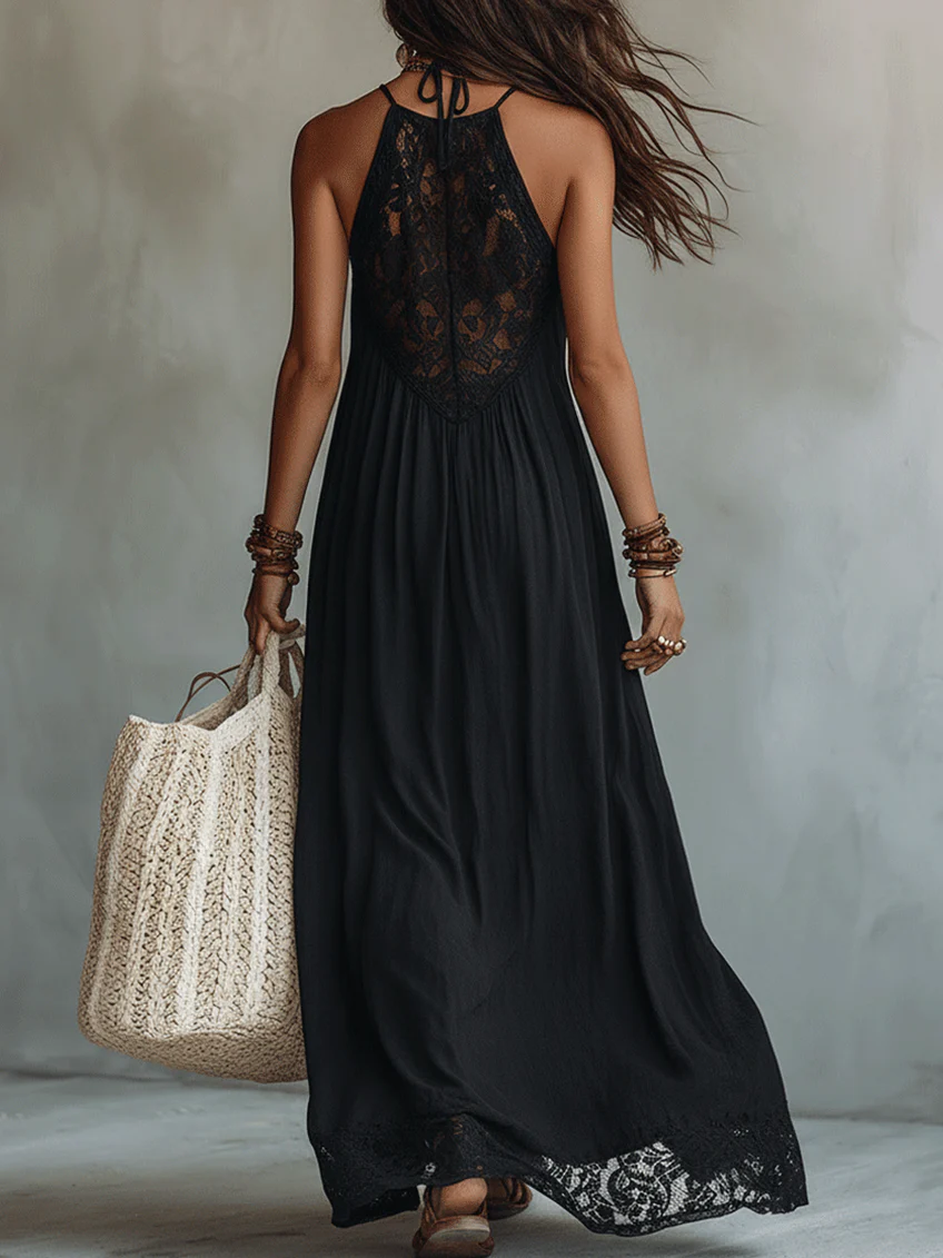 Etta | Flowing Lace-Trimmed Maxi Dress