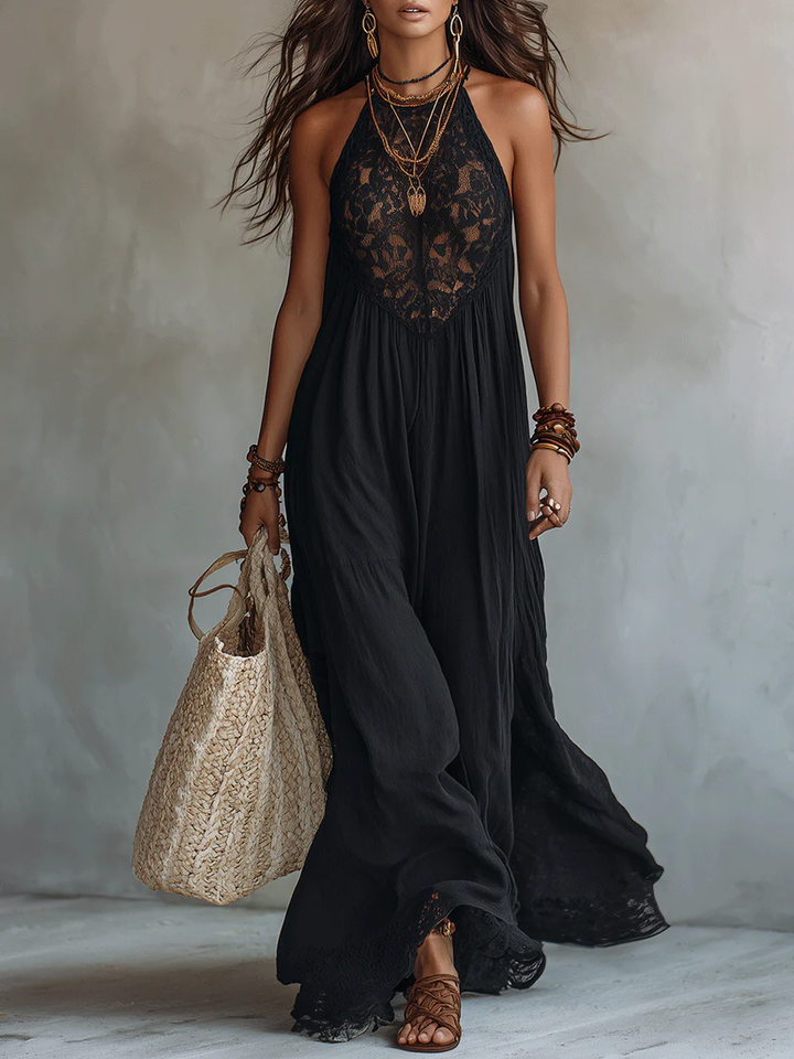 Etta | Flowing Lace-Trimmed Maxi Dress