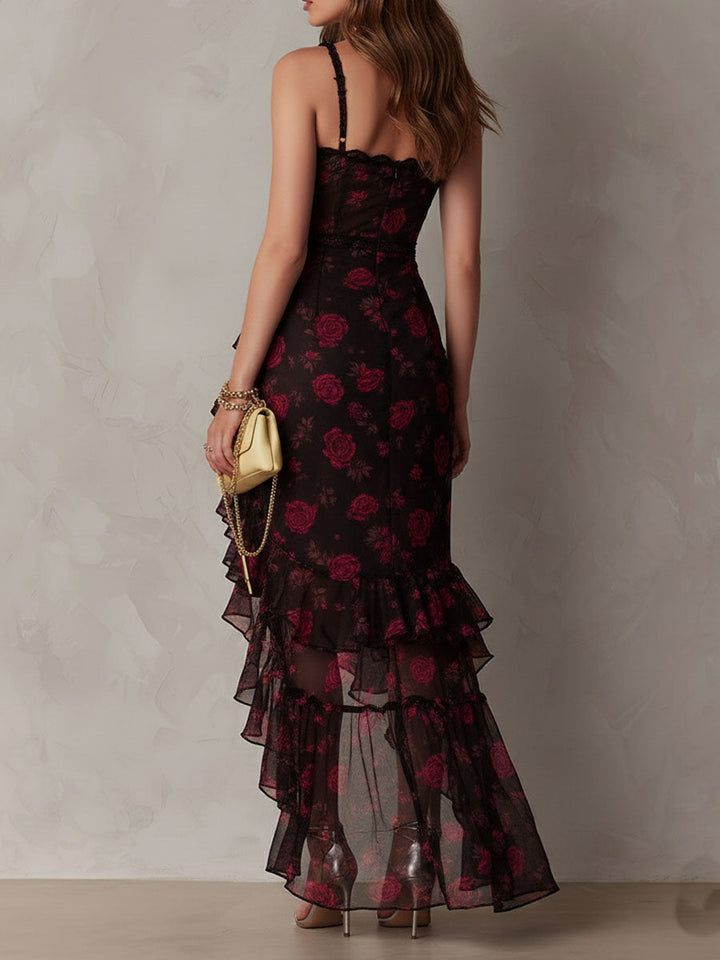 Adelia | Ruffle-Hem Floral Maxi Dress