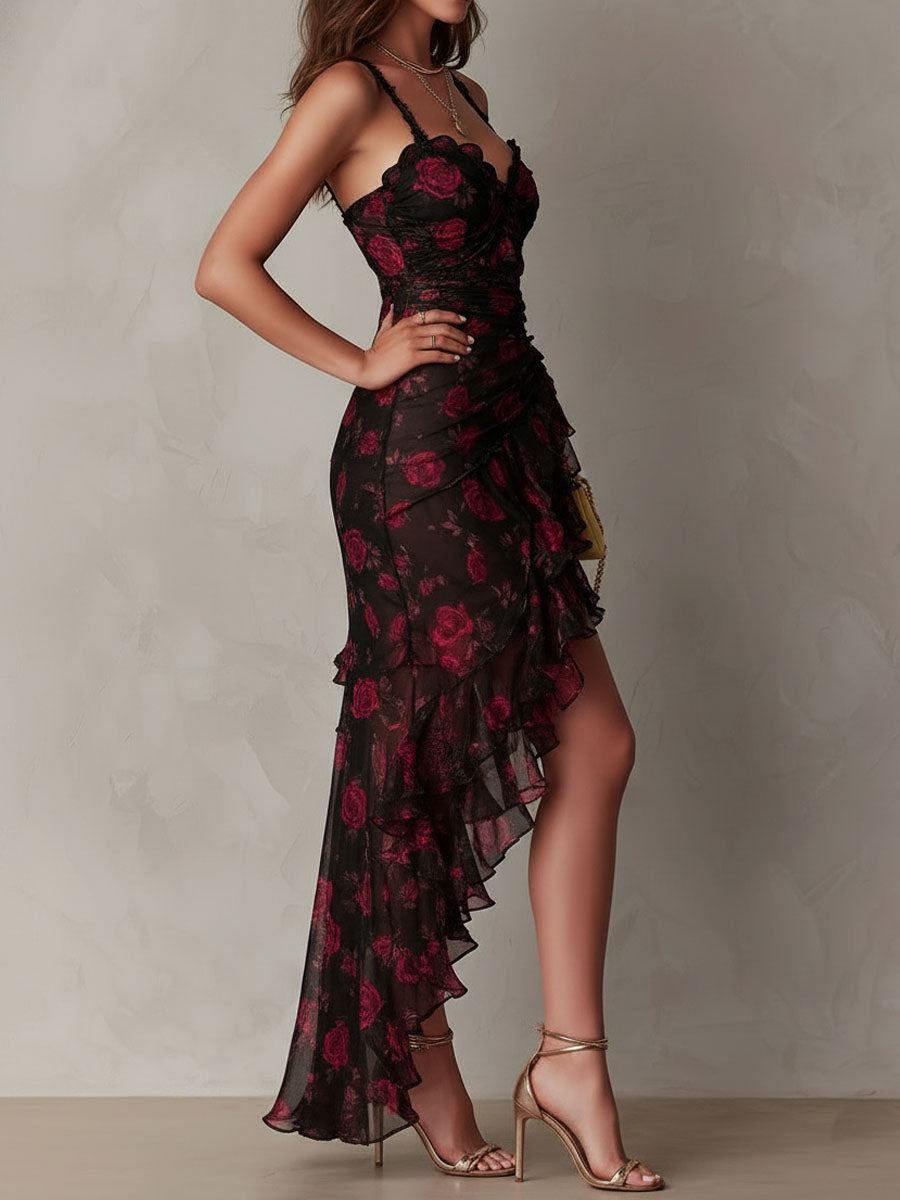 Isadora | Floral Ruffle-Hem Dress