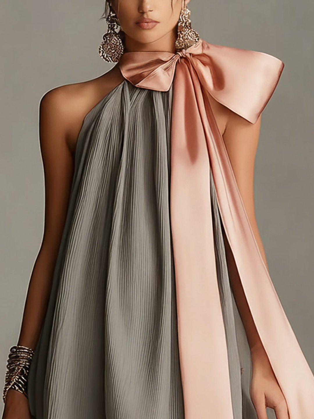 Calla | Flowing Bow-Detail Mini Dress