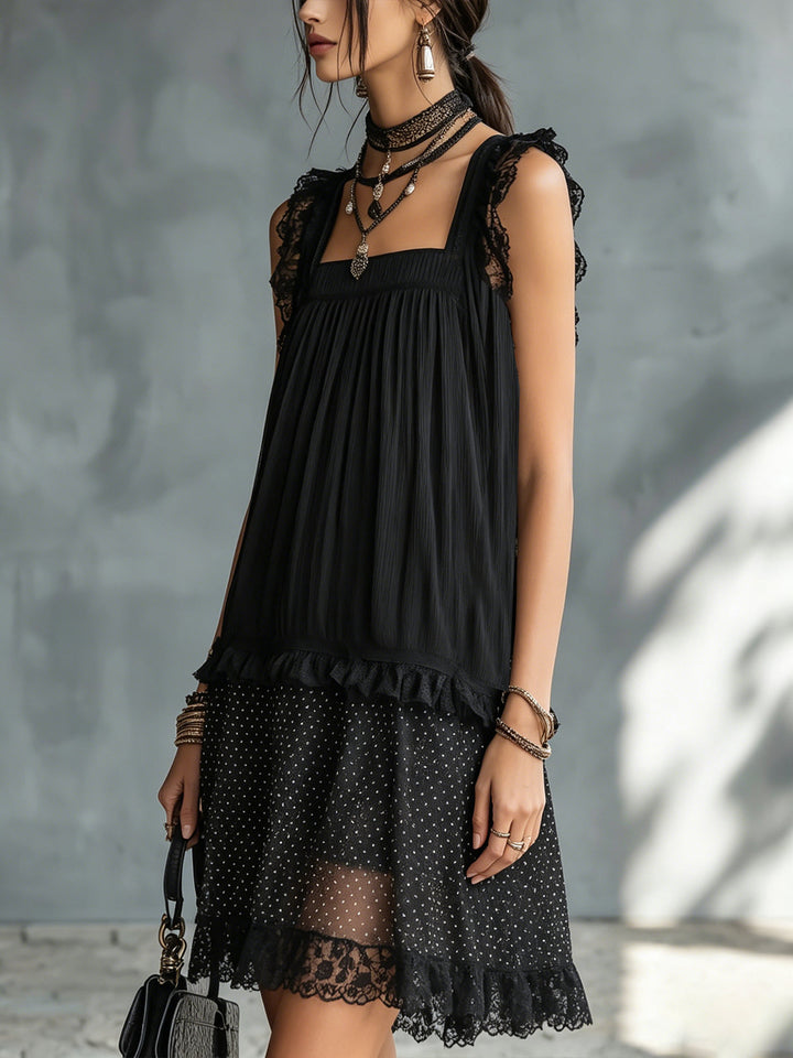 Amelia | Ruffled Lace-Trim Mini Dress