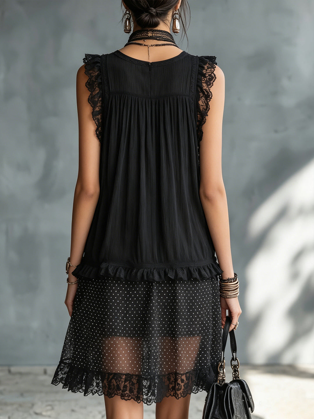 Amelia | Ruffled Lace-Trim Mini Dress