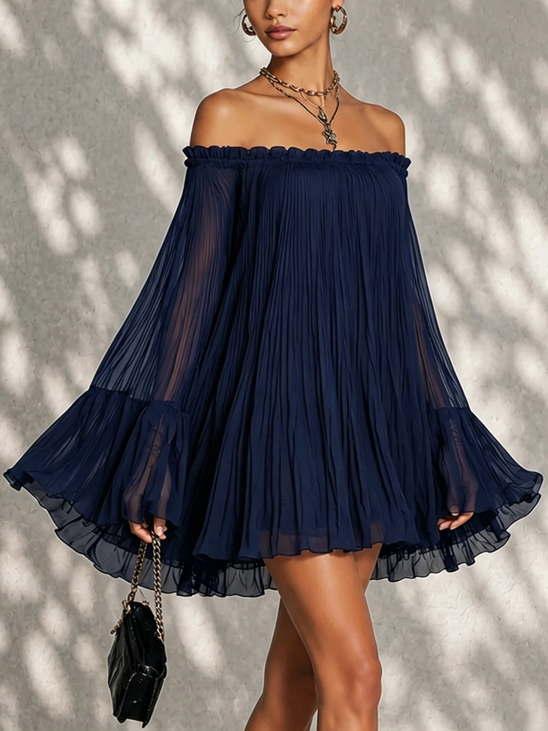 Marceline | Off-Shoulder Pleated Mini Dress