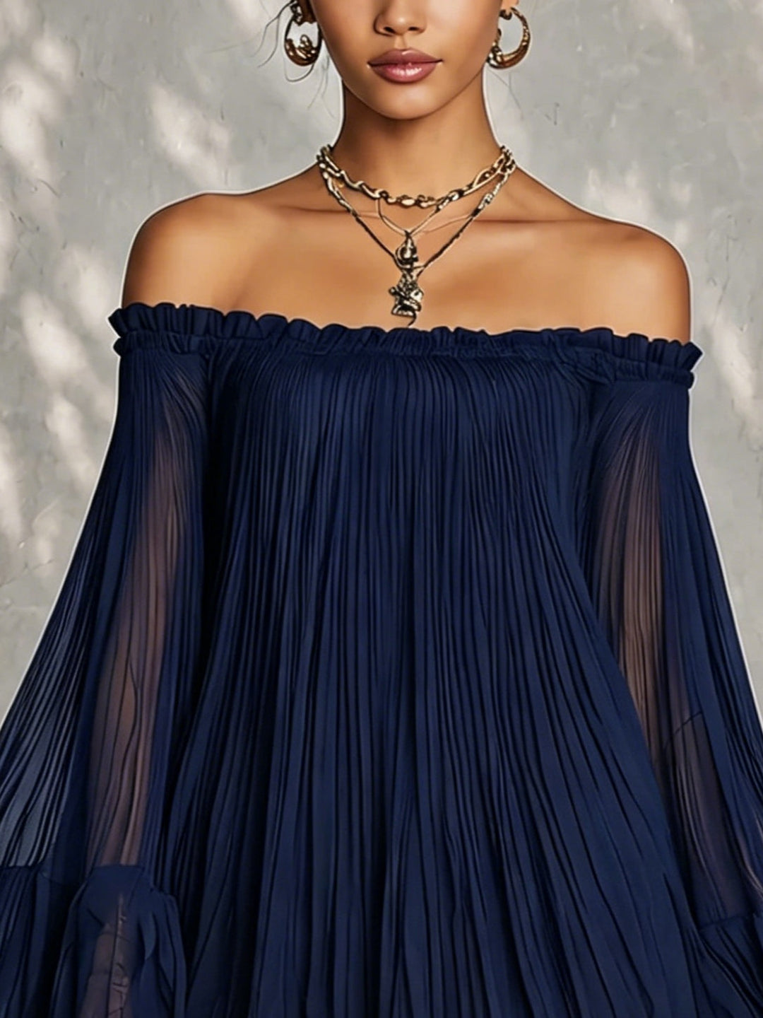Marceline | Off-Shoulder Pleated Mini Dress