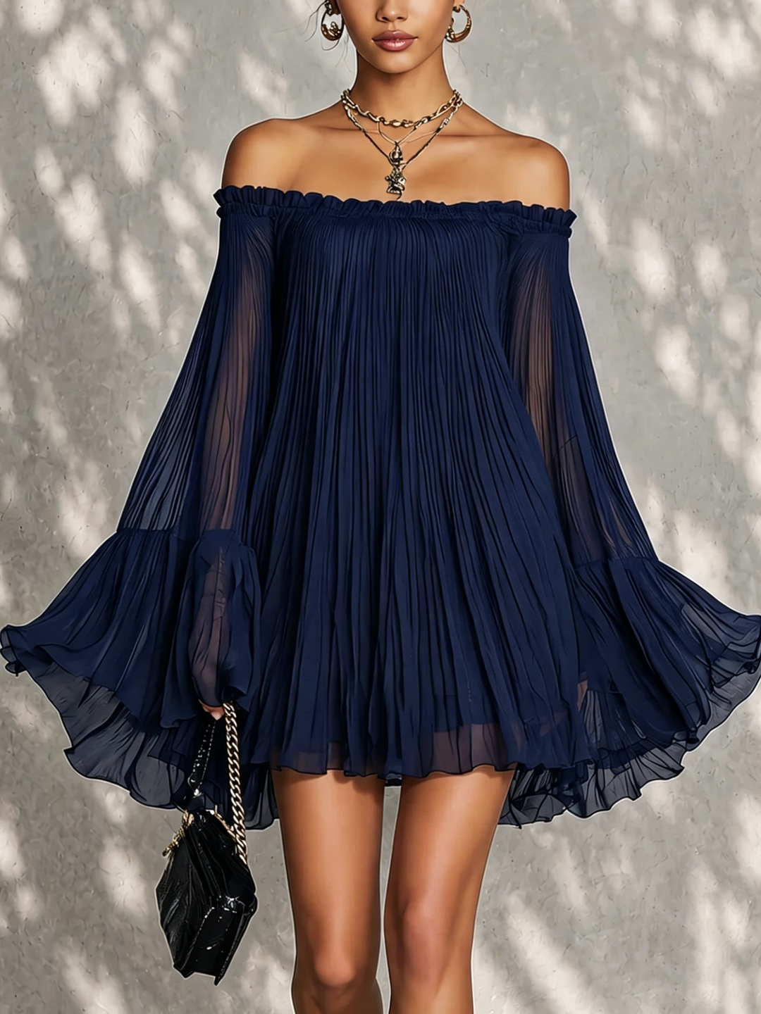 Marceline | Off-Shoulder Pleated Mini Dress