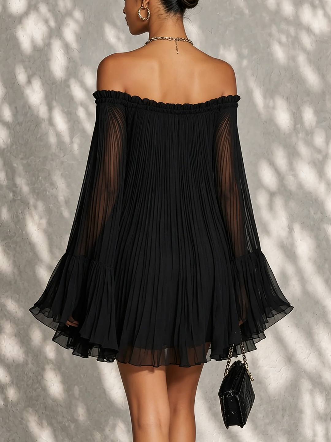 Delphina | Off-Shoulder Bell-Sleeve Mini Dress