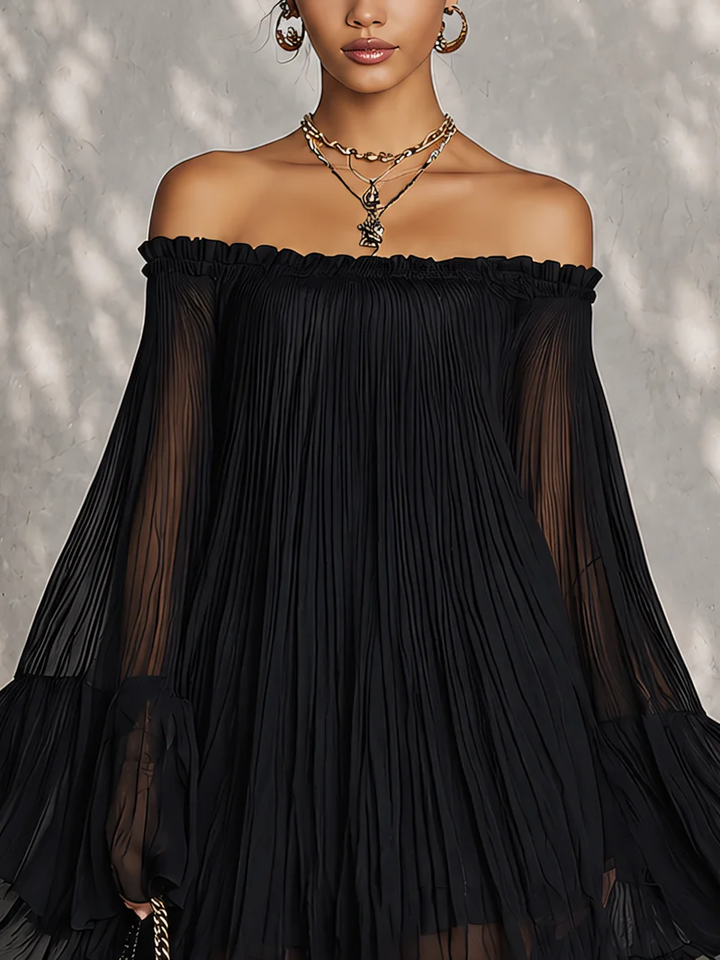 Delphina | Off-Shoulder Bell-Sleeve Mini Dress