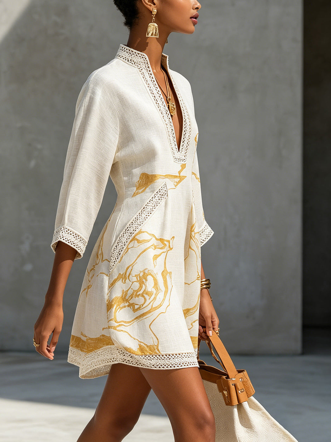 Solange | Artful V-Neck Mini Dress