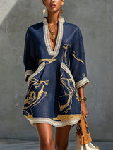 Noelle | Embroidered V-Neck Mini Dress