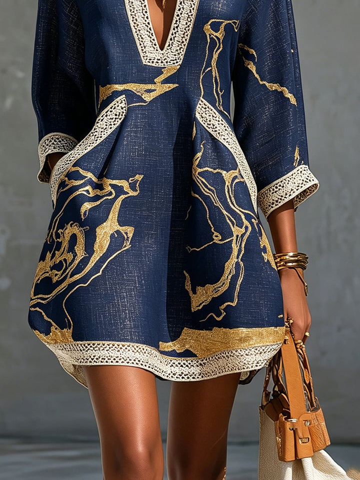 Noelle | Embroidered V-Neck Mini Dress