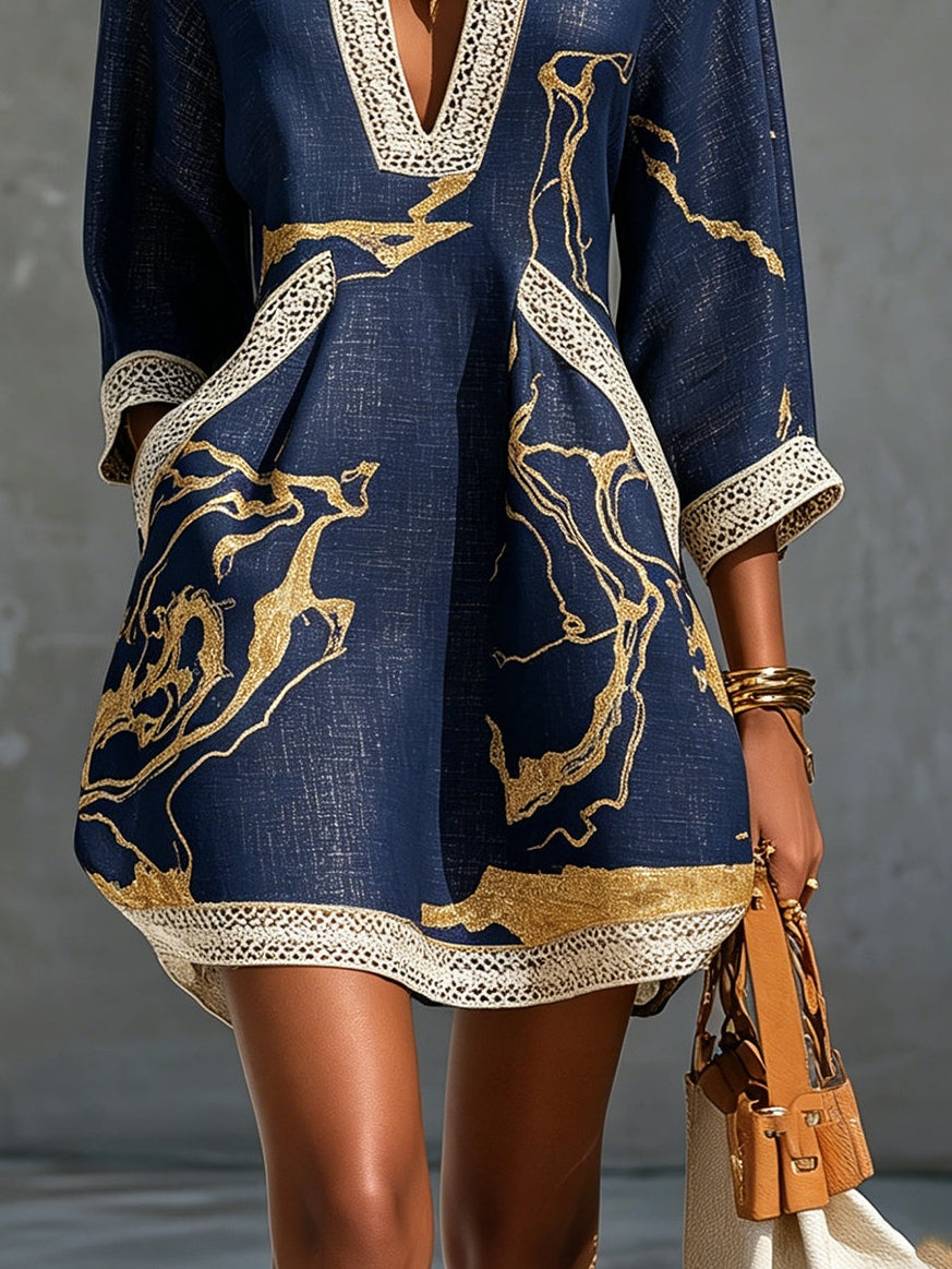 Marina | Artful V-Neck Mini Dress