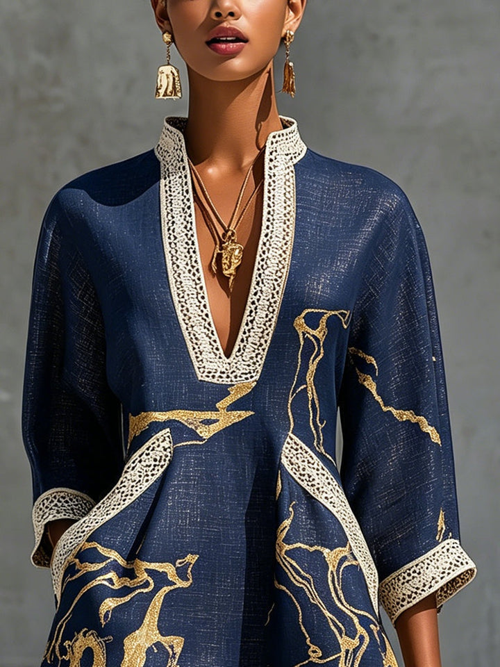 Noelle | Embroidered V-Neck Mini Dress