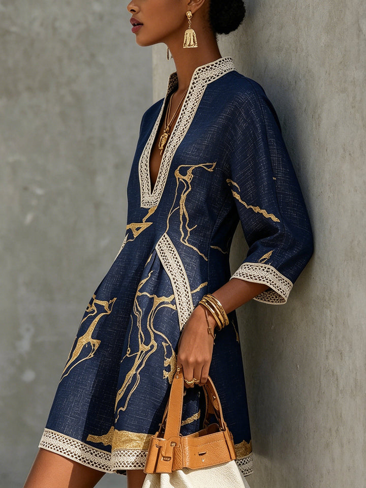 Marina | Artful V-Neck Mini Dress
