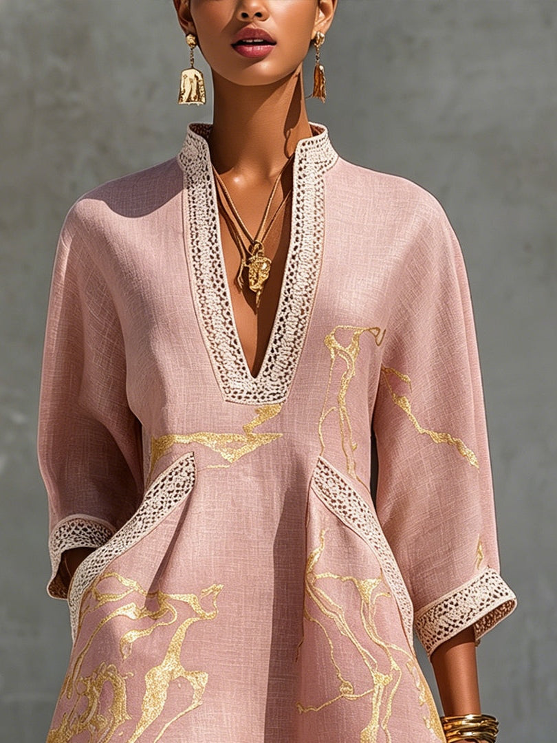 Lottie | Gilded Lace-Trim Mini Dress