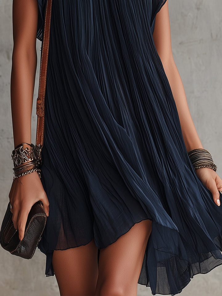 Noemie | Floral-Embroidered Pleated Mini Dress