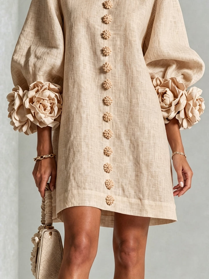 Coraline | Floral-Cuff Button Mini Dress
