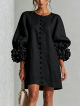 Anastasia | Floral-Cuff Statement Mini Dress