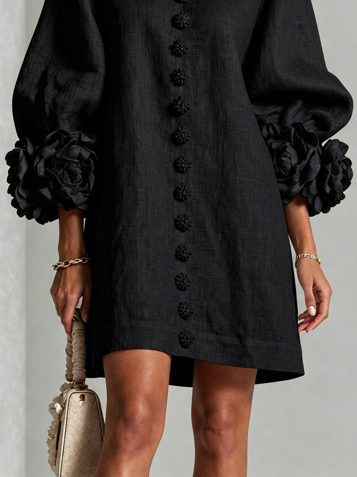Anastasia | Floral-Cuff Statement Mini Dress