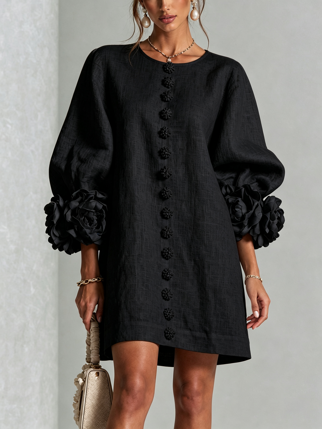 Amabel | Floral-Trimmed Mini Dress