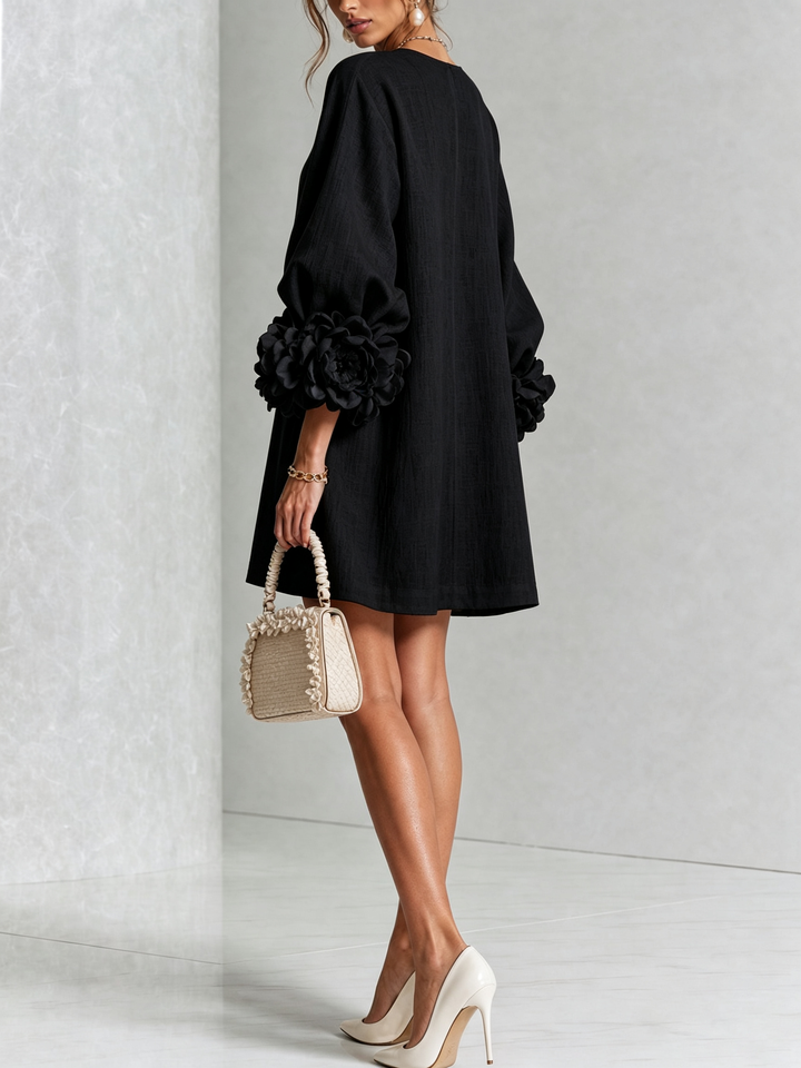 Anastasia | Floral-Cuff Statement Mini Dress