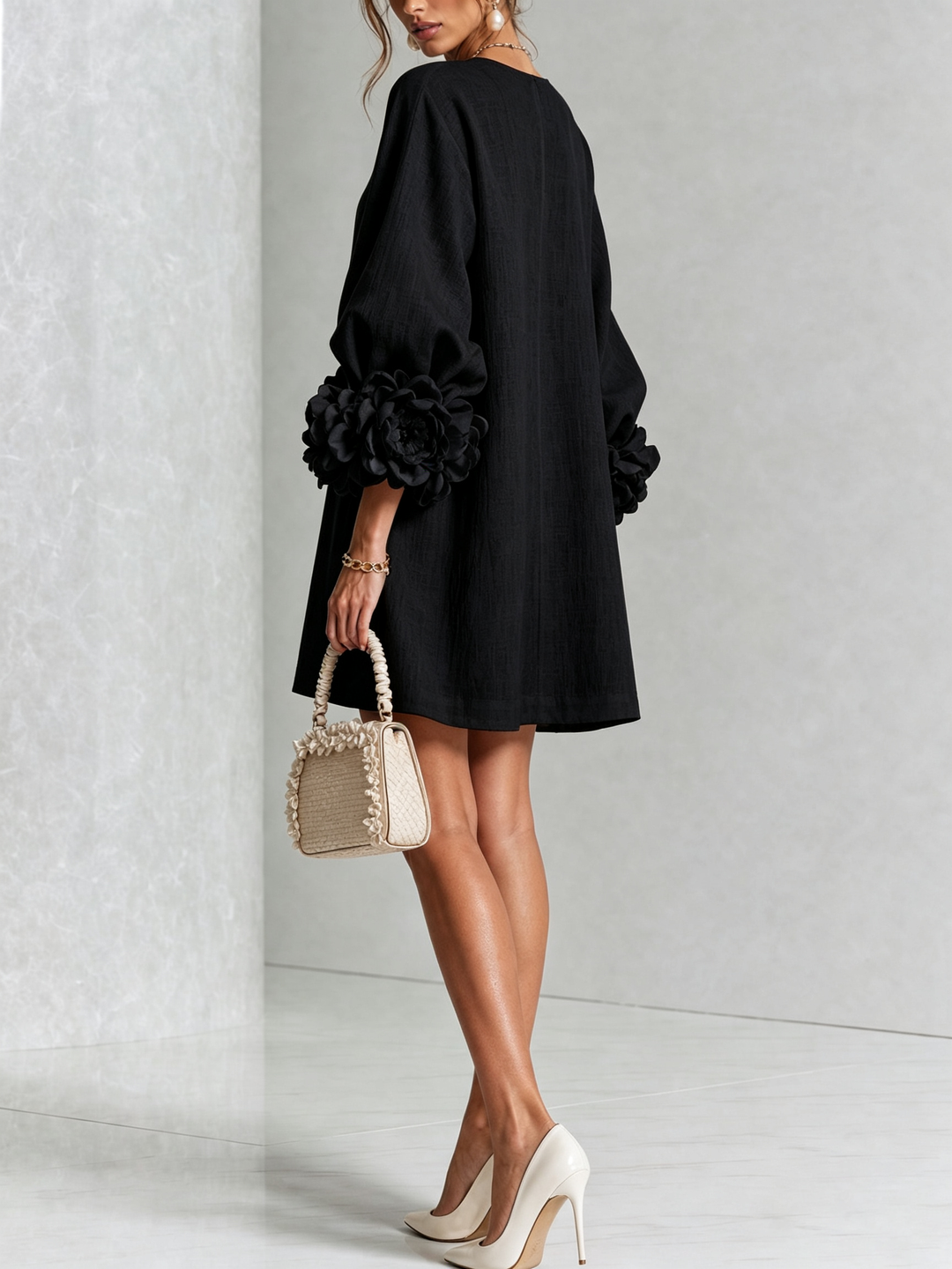 Amabel | Floral-Trimmed Mini Dress