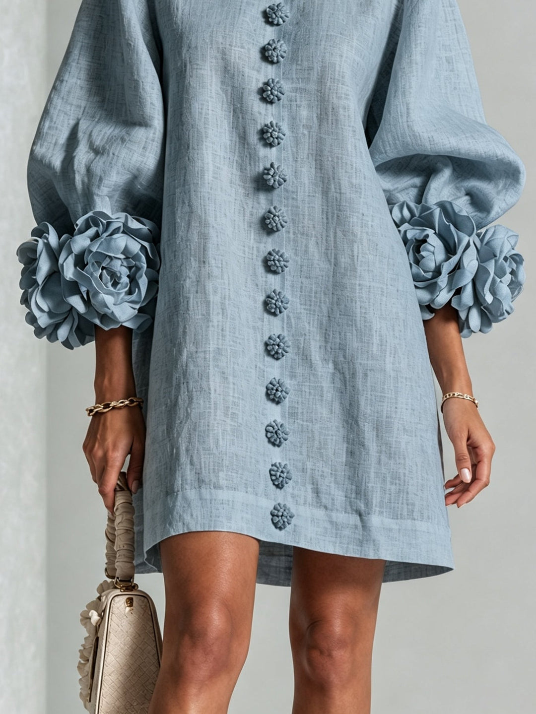 Anneliese | Blossom-Cuff Button Mini Dress