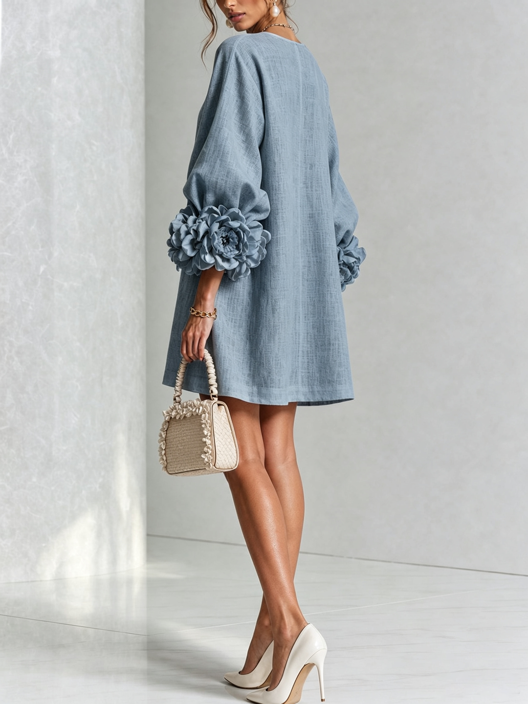 Anneliese | Blossom-Cuff Button Mini Dress